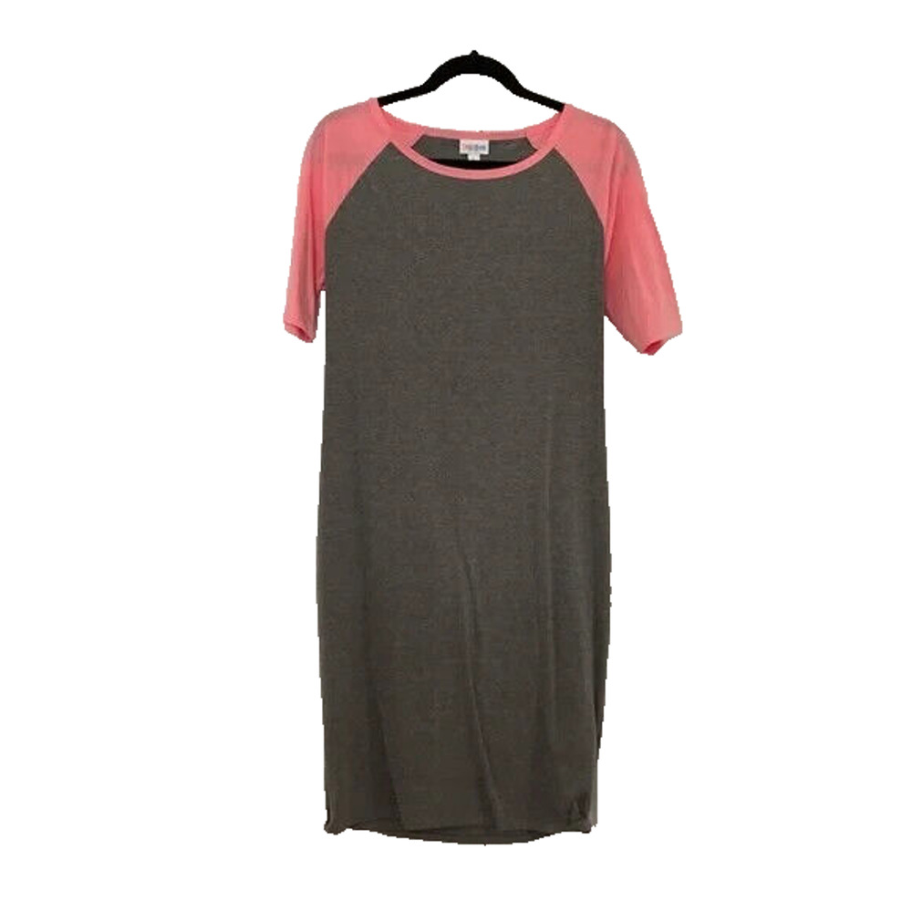 NWT LuLaRoe Julia dress women’s L pink gray raglan sleeve colorblock bodycon NEW